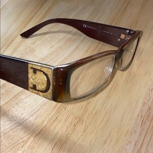 Christian Dior reading glasses brown with gold